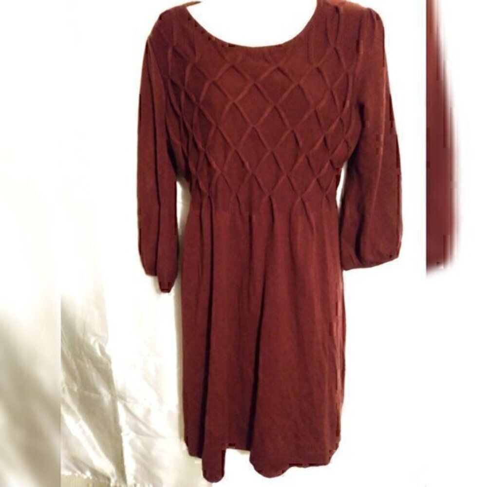 Dress Barn Burgundy 3/4 Long Sleeve Sweater Mini Dress L